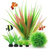 QZQ 6pcs Fish Tank Decorations Aquarium Plants Set PVC Safe Plastic Ornaments