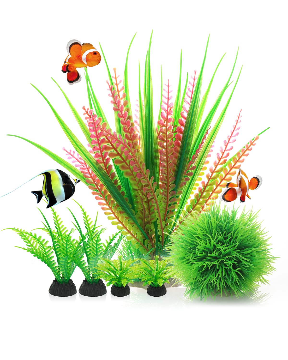 QZQ Fish Tank Decorations For Aquarium Plants Include 6pcs Aquarium Ornaments Artificial Plastic Fish Tank Accessories For Plants
