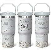 Dcohluk Christian 30 Oz Tumbler Inspiration Christian Gift for Women, Bible Verse Religious Coffee Cup, Religious Gifts For Mom Sister Grandma, Stainless Steel Tumbler With Handle & Straw