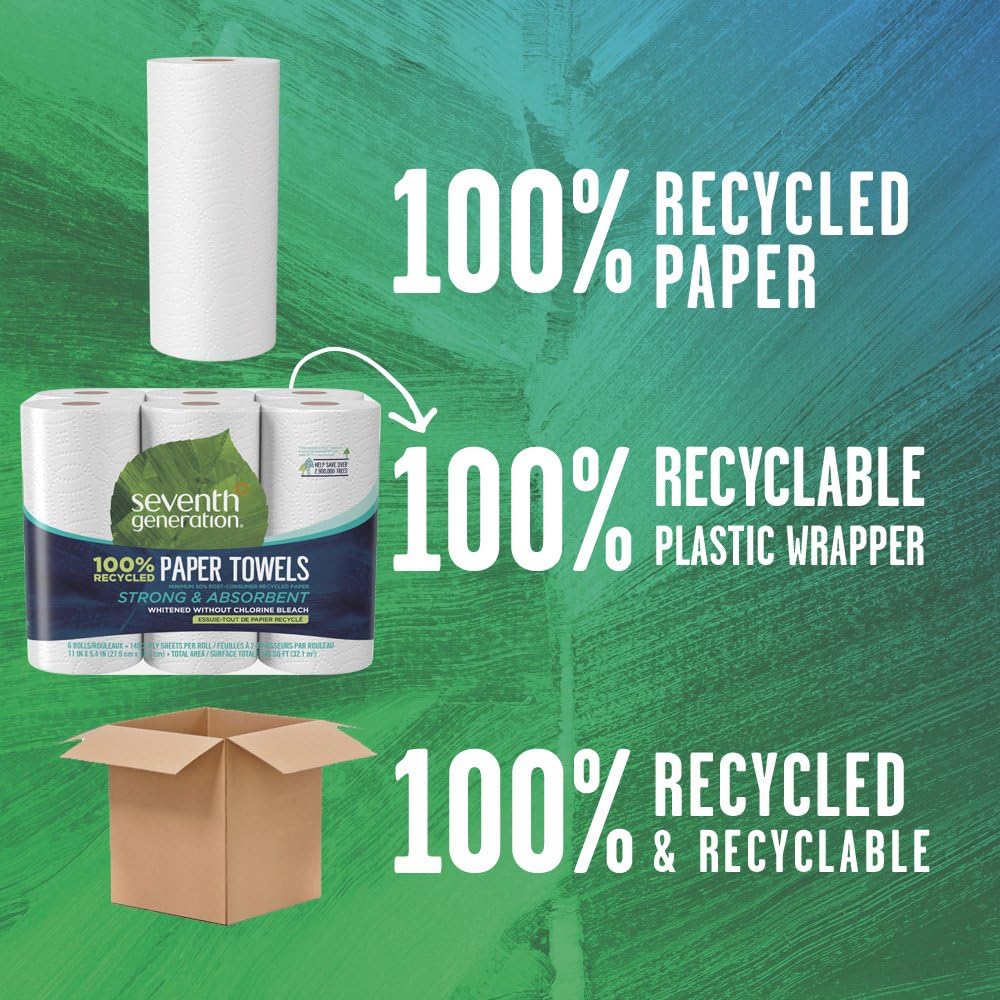 Seventh Generation Paper Towels, 100% Recycled Paper, 2-ply, 6 Roll, 2 Pack (12 Rolls): Health & Personal Care