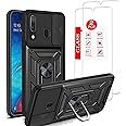 Anvzle for Samsung Galaxy A20/Galaxy A30/Galaxy A50 Case with [2 Pack] Tempered Glass Screen Protector, [Military-Grade] Protective，with Lens Protects Magnetic Kickstand Car Mount Holder Case (Black)