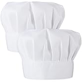 oruola 2pcs Chef Hats for Men,Chef Hat Adult,Adjustable Chef's Hat Costume,Professional Elastic Cotton Chefs Hats for Kids Men Women,Fit for Head Circumference Size 58-60 cm/22.8-23.6 in,White