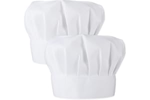 oruola 2pcs Chef Hats for Men,Adjustable Elastic White Chef Hat,Cotton Chefs Hats for Adults Kids,Bakers Hat Chef Accessories for Men Women,Fit for Head Circumference Size 58-60cm/22.8-23.6 in
