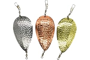 KOKOPROS Kokanee Salmon Dodger Jets 4-Inch 3-Pack & 9-Pack Sets - Copper, Silver & Gold Color Plated Metal - Highly Reflective Fishing Lures for Salmon & Trout