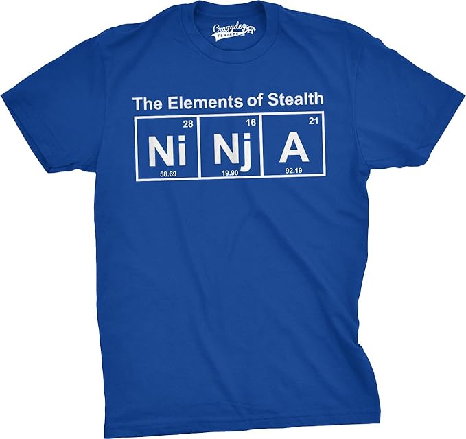 Mens Ninja Element of Stealth T Shirt Funny Science Mens Graphic Nerdy Tees