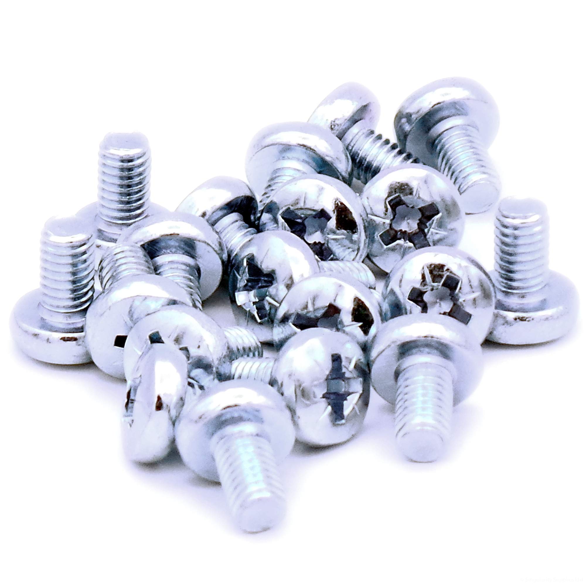 M6 (6mm x 10mm) Pozi Pan Machine Screw (Bolt) - Steel (Pack of 20) — image 1