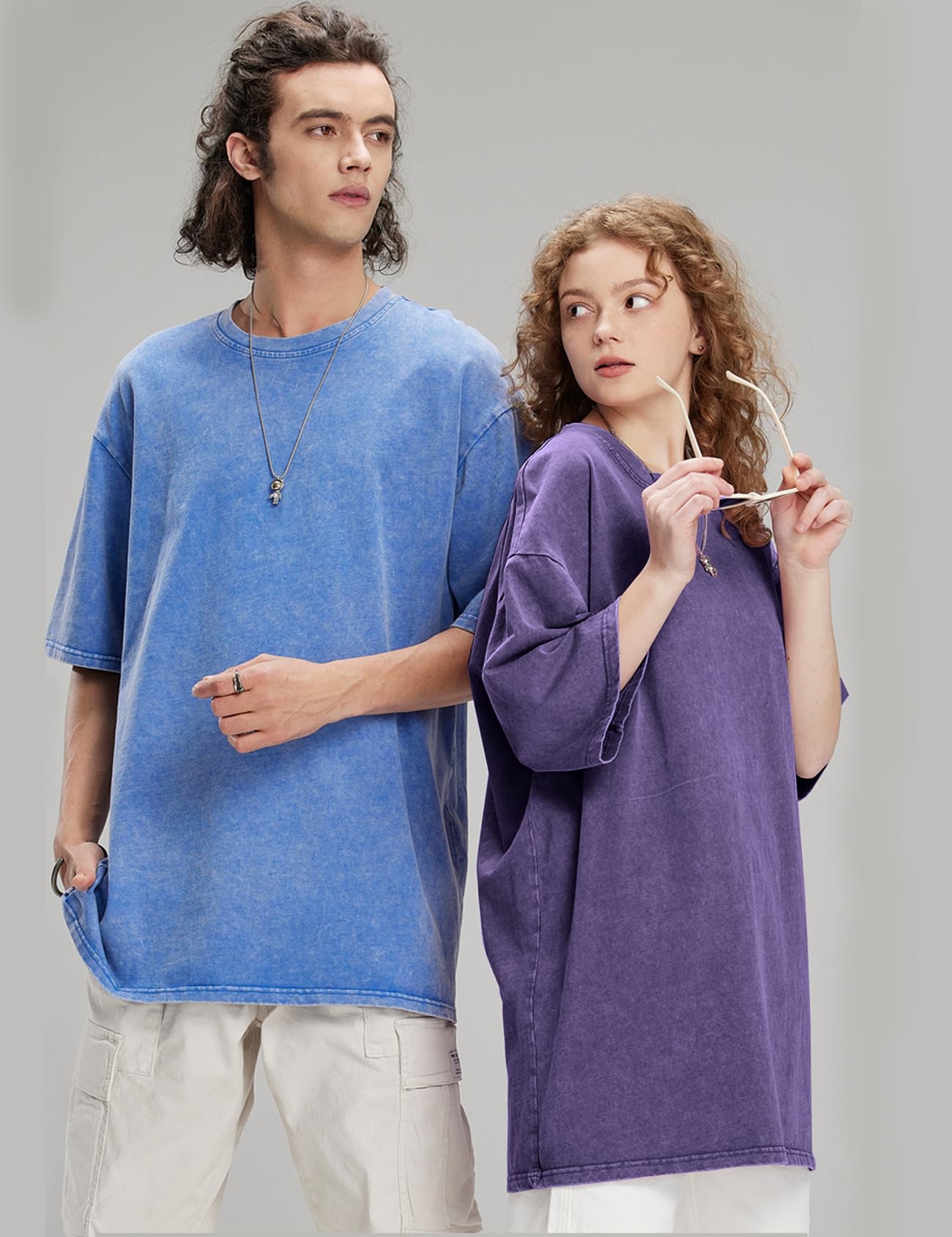 Flygo Men's Oversized T-Shirts Vintage 280G Heavy