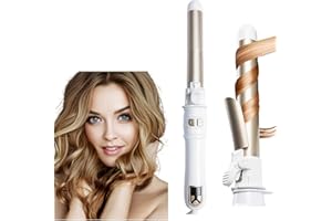DOPHEUOR Automatic Curling Wand 28mm/1.1 inch Rotating Curling Iron for Short Long Hair LED Display Professional Waver Hair Fast Heating (White)