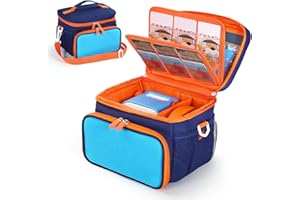 PIACLEN Travel Carrying Case Compatible with Yoto Player Bluetooth Speaker,30 Cards Storage Bag with Handle and Shoulder Strap,Portable Travel Storage box for Player & Headphone Accessories (Blue)