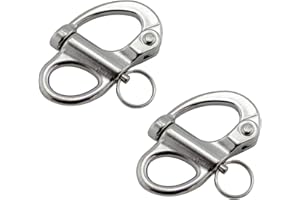 NRC&XRC Pair of 1-3/8(35MM)/2''(52MM)/2-5/8(69MM)/3-3/4"(96MM)(316 Stainless Steel Fixed Bail Snap Shackle for Bracelet, Sailboat16 Stainless Steel Fixed Bail Snap Shackle for Bracelet, Sailboat