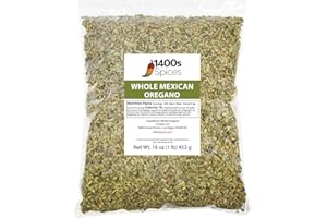 1lb Dried Mexican Oregano Food Service Size. Perfect for Taco Seasoning Tamales, Meats, Enchiladas, Cheese, Salads. Rich Flavor Spices for Mexican Recipes by 1400s Spices