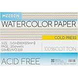 MEEDEN Watercolor Paper Block, 100% Cotton Watercolor Paper Pad of 20 Sheets, 140lb/300gsm, Acid-Free Art Paper for Watercolo