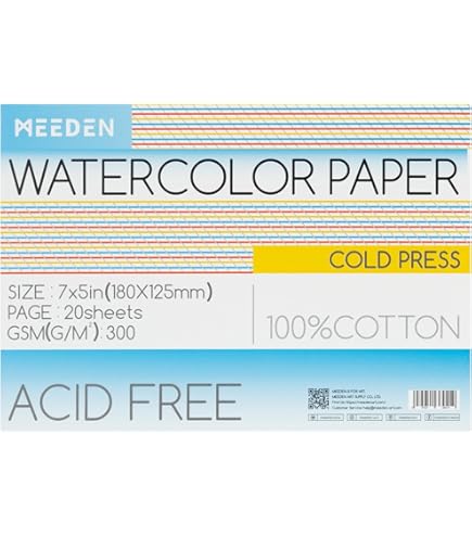 Funto Blocco Per Acquerello 100% Cotone, 2 Pacchi Da 20 Fogli 25,4x17,8 Cm, 300gsm, Carta Pressata A Freddo, Ideale Per Artisti