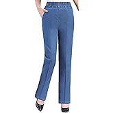 Youhan Women's Cotton Blend Denim Pants Casual Elastic Waist Pull On Jeans
