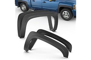 KUIPERAUTO OE Factory Fender Flares Compatible for 07-13 Chevy Silverado 1500/07-14 2500HD 3500HD 6.5ft /8.1ft Long Fleetside Bed Smooth Black Paintable Wheel Flare Front Rear 4PCS