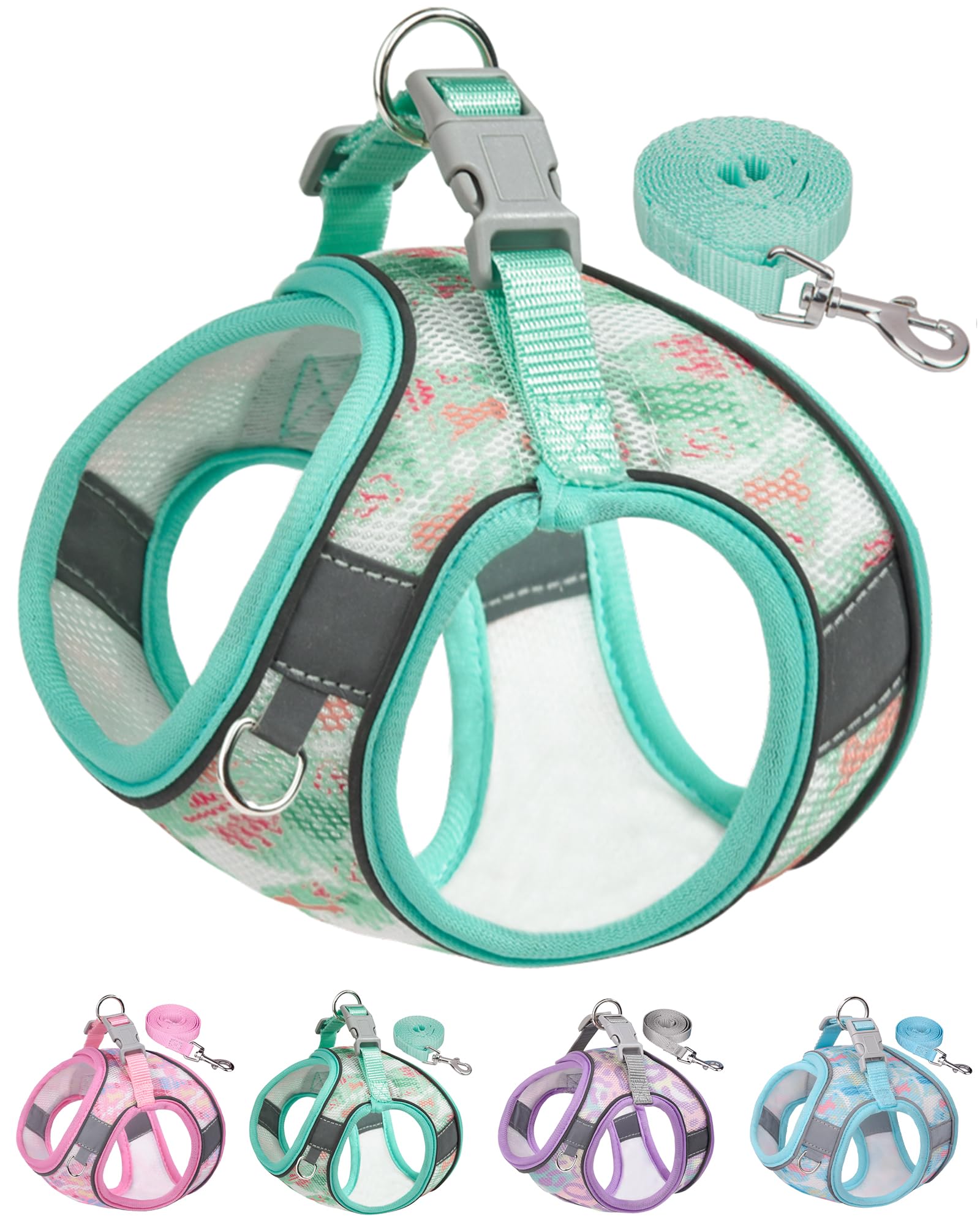 Photo 1 of Aecllcea Dog Harness for Small Medium Dogs No Pull, Cat Harness and Leash Set, Step in Puppy Harness. (Green, XXS)