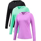 Femdouce 3 Pack UPF 50+ Sun Protection Hoodie for Women Athletic Long Sleeve Hoodie Shirt Lightweight with Thumb Hole