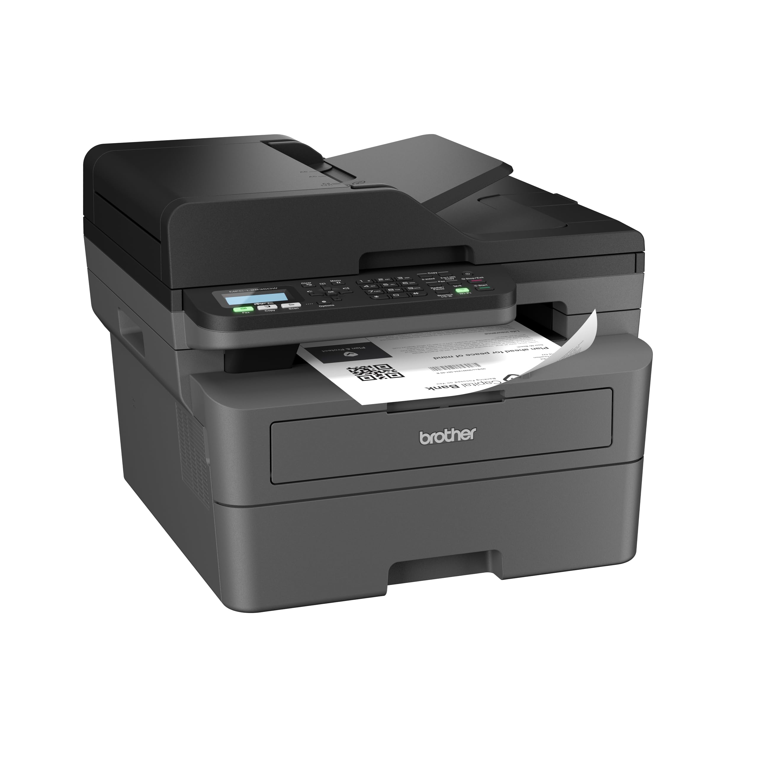 Brother MFCL2835DW Multifunzione Laser Monocromatica 4 in 1(Stampa/Copia/Scan/Fax), 32 ppm,128 Mb, Stampa Fronte/Retro Auto,Display LCD a due righe,Fast Ethernet e WiFi,Inbox Toner da circa 1200 pag