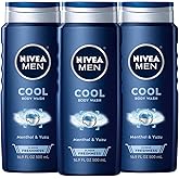 Nivea Men Cool Body Wash mit Icy Menthol, duftende Duschgel für Herren, 3 Packungen mit 50 ml Flaschen