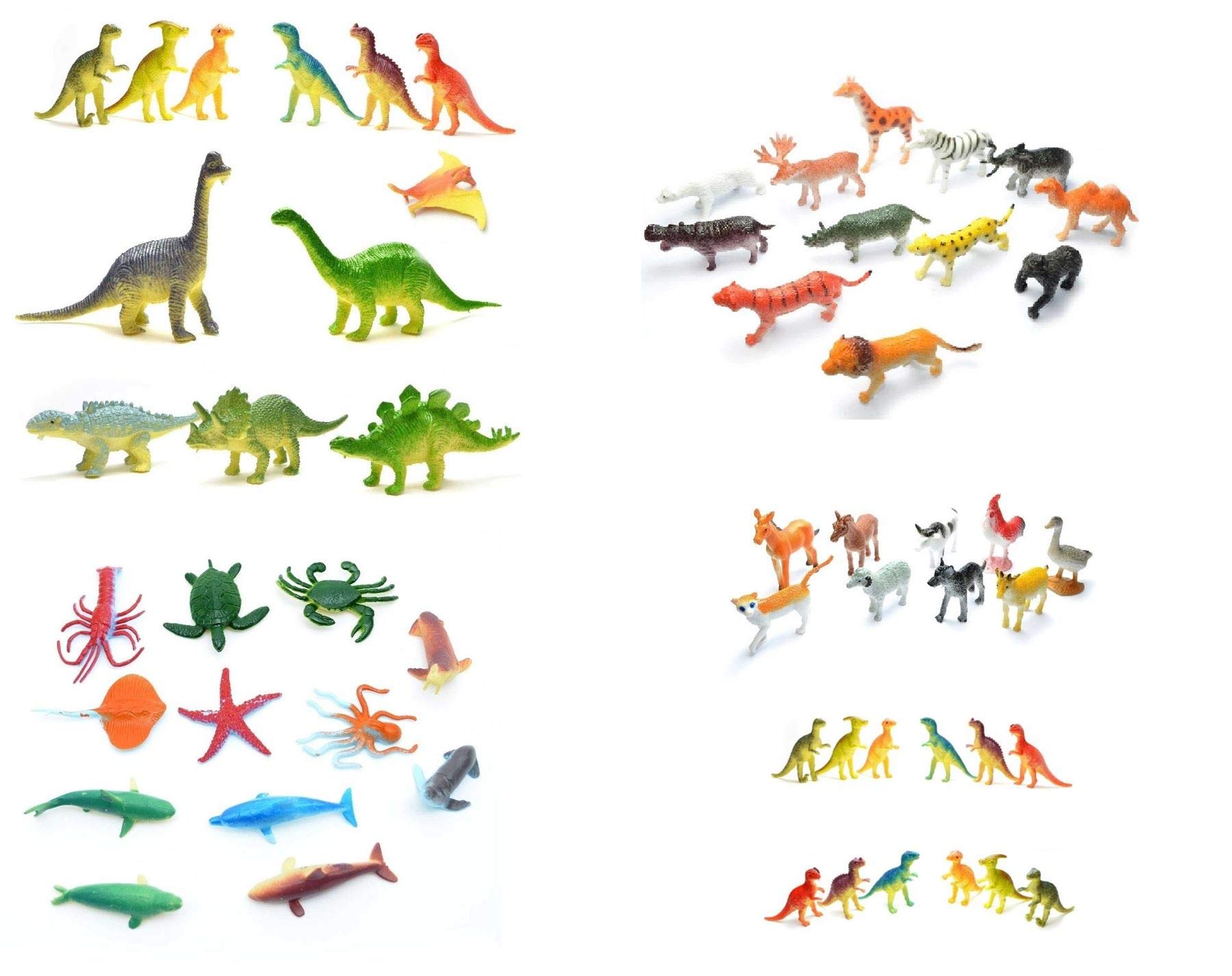 SHATCHI Dinosaur, Sea, Wild, Farm Animals Figures Kids Party Bag Loot Piñata Favour Gift Educations Toys Christmas Stocking Fillers, 12pcs-48pcs, Multicolour