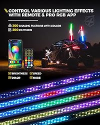 Xprite 2PC 2FT Spiral RGBW LED Whip Light with