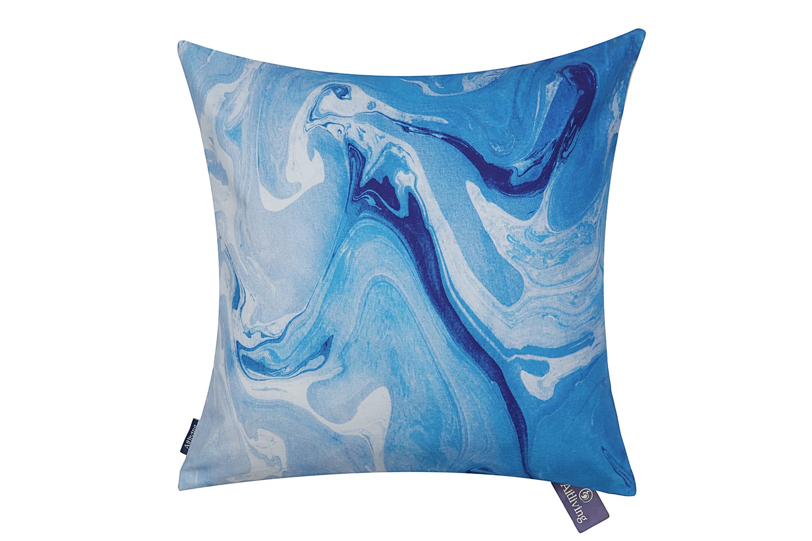 100% Cotton Print Marbling Cushion Cover Decorative Pillowcase 50x50cm Blue/Beige 20"x20" Marble Ink Throw Pillow Cover Multicoloured Abstract Painted Ocean Art Cotton Canvas/Cotton Linen — image 1