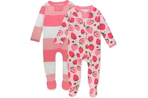 HonestBaby Sleep and Play Footed Pajamas One-Piece Sleeper Jumpsuit Zip-Front PJs 100% Organic Cotton for Baby Girls