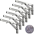 Folding Shelf Brackets 12 Inch, Heavy Duty Stainless Steel Collapsible Hinges Wall Mounted Angle L Bracket for Floating Shleves DIY Foldable Work Bench Table Desk - 6 Pack