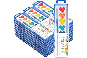 ARTLYMERS 24 Pack Watercolor Paint Set, Washable Water Color Kids Paint Set with Paintbrush for Toddlers Adults, Art Supplies for Preschool Classroom Party Favor Valentines Gifts
