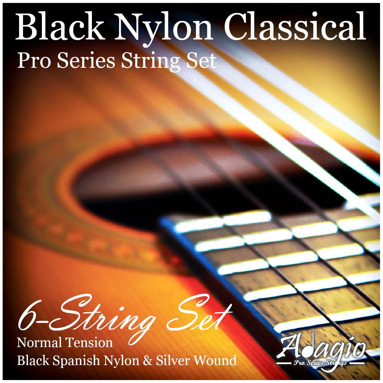 Adagio Pro CLASSICAL Black Nylon And Silver Guitar Strings, Flamenco Full Pack/Set - For 4/4 and 3/4 Classical Guitars