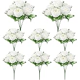Ovveroche 8 Pack White Peonies Artificial Flowers, Fake Silk Hydrangea Bouquet for Bridal Wedding Home Table Decor Reusable Dining Opening Ceremony Birthday Arrangement Faux Floral