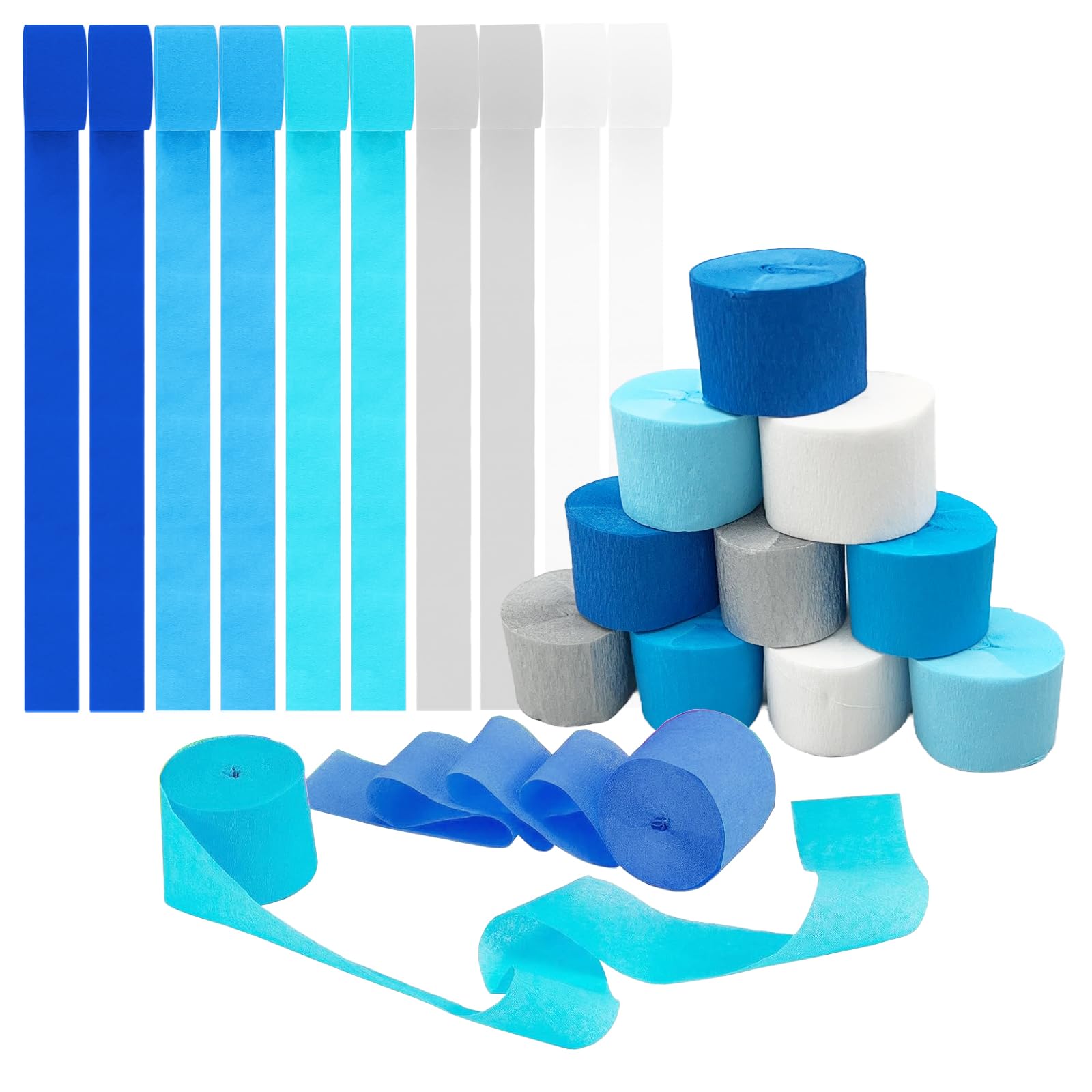 10 Rolls Crepe Paper Streamers Hanging Rainbow Streamers 5 Color Crepe Paper Rolls Strea Silver White Blue Crepe Roll Curtain Backdrop Hanging Tassels Festival Party Decor