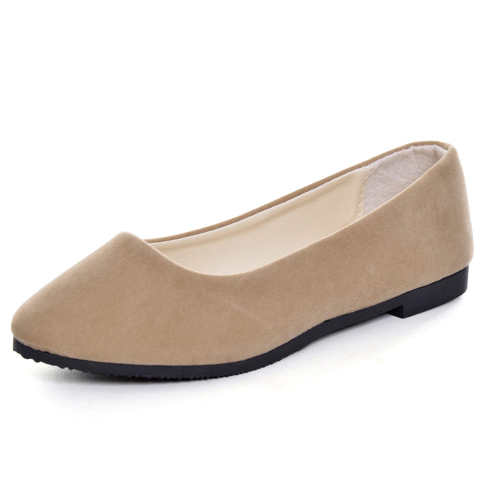 Stunner Women Cute Slip-On Ballet Shoes Soft Solid Classic Pointed Toe Flats, Khaki, 8.5 - Image 3