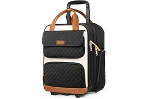 Arcoyard Underseat Carry On Luggage with Wheels, Airline Approved Personal Item Bag, Beige Brown, 13 x 7 x 17 inches, Rolling