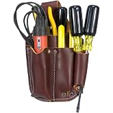 Occidental Leather Electrician's Pocket Caddy - Brown - 5 Pockets &amp; Tool Holders - Belt Compatibility Up to 2" Wide - Made in USA