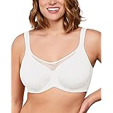 HSIA Minimizer Bras for Women Plus Size, Full Coverage Coolcomfort T Shirt Unlined Bra with Underwire for Heavy Breast, White 44DD 01
