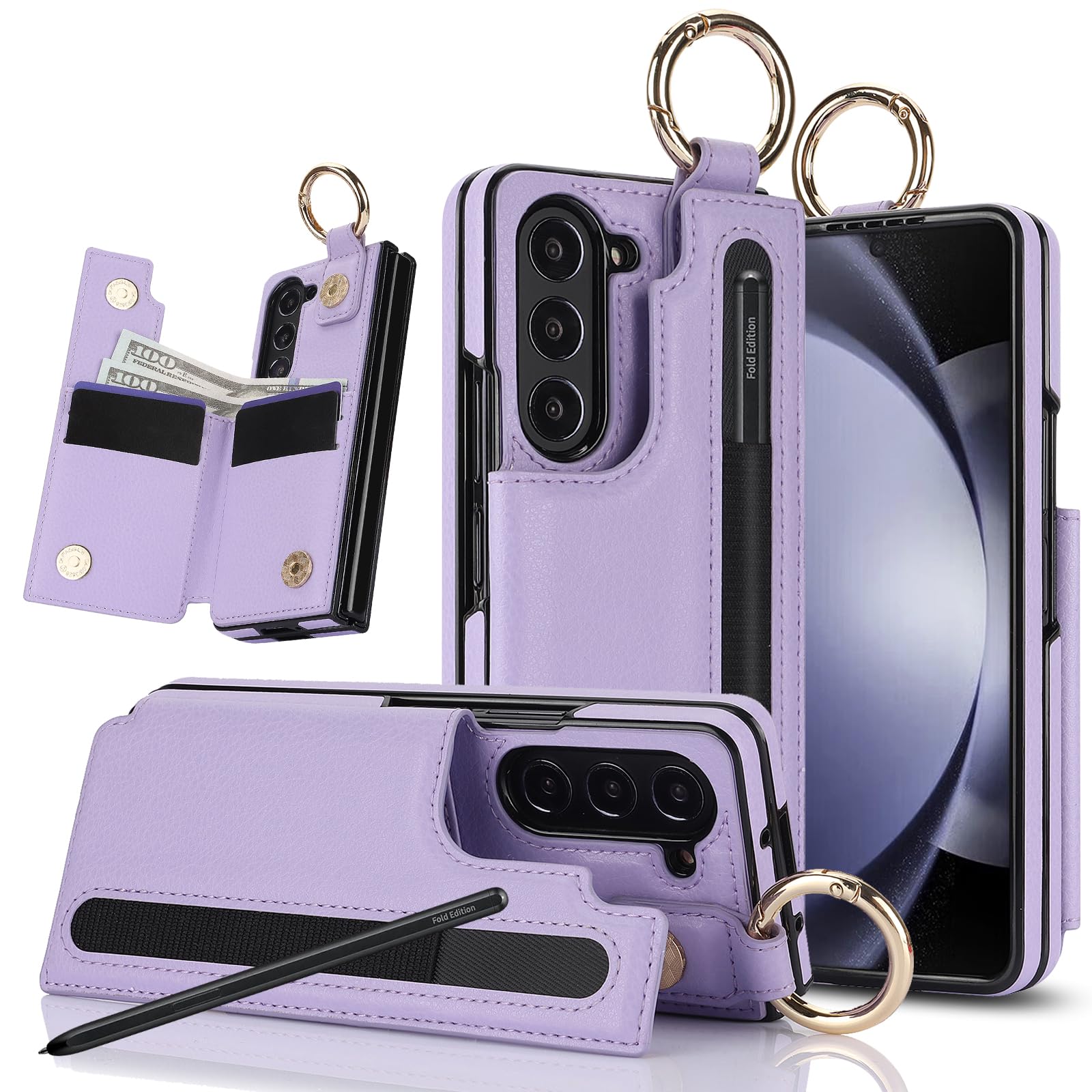 XIMAND for Samsung Galaxy Z Fold 5 Wallet Case with