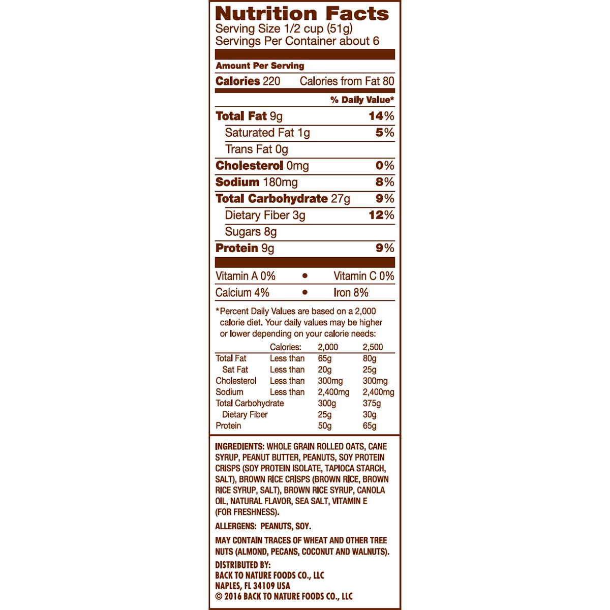 Amazon Com Back To Nature Granola Clusters Non Gmo Peanut Butter 11 Ounce