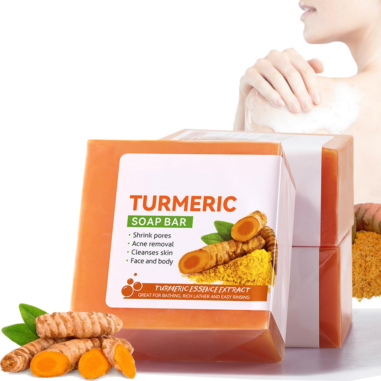 Turmeric Soap-Turmeric Natural Soap Bar-Turmeric Hand Soap for Correct Acne Dark Spots,Tend Skin Moisturizing Deep Cleansing Erase Fine Lines Firming Face And Body (1 PACK)