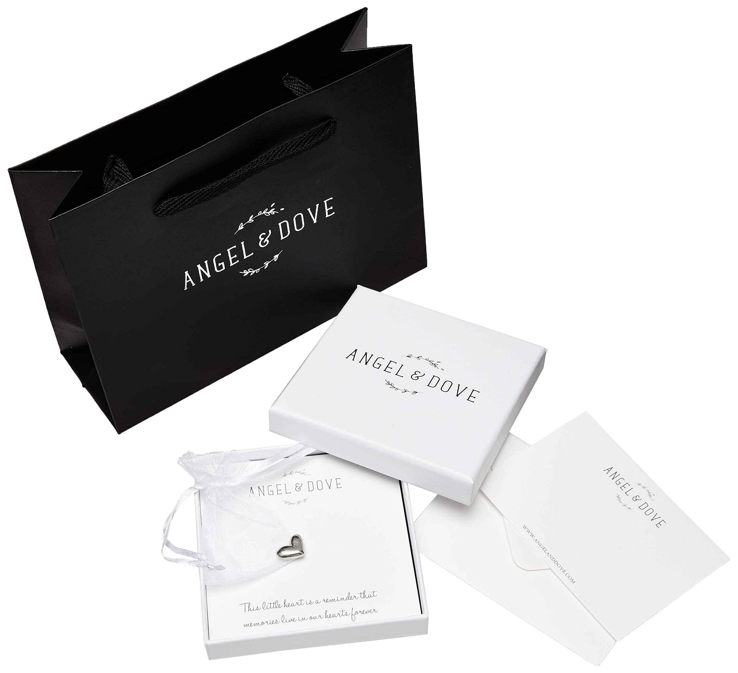 ANGEL & DOVE Pewter Heart 'Memories' Pocket Charm Funeral Sympathy Gift with Box, Bag & Card