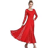 Elegant Lace Ballroom Dance Dress - Long Skirt, Modern Swing Dress, Competition Costume