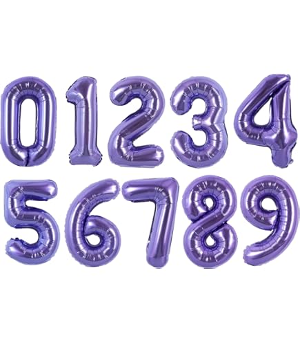 Purple 16 Inch Alphabet & Number Foil Balloons - A-Z 0-9 Set For Birthday Party Decorations & Personalized Words