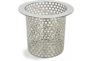 LOVEERCT 4in Commercial Floor Drain Strainer, 316 Stainless Steel Floor Drain Filter 4in Tall with Carry Handle, Finely Polished Drain Basket for Factory Kitchen Hospital Restaurant