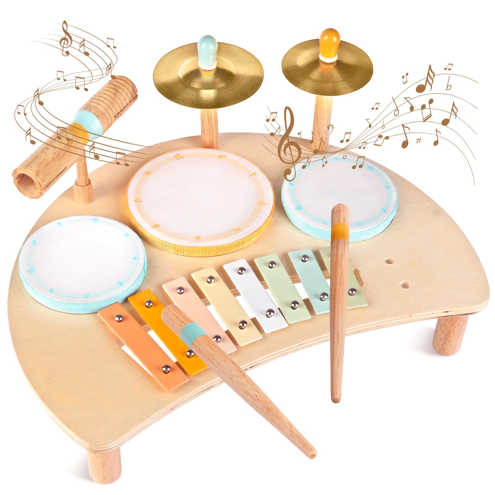 Photo 1 of Toddlers Drum Set Toys for Toddlers 1-3,Baby Drum with Xylophone,Musical Instruments Toy, Kids Wooden Montessori Toys Birthday Gift for Boys Girls