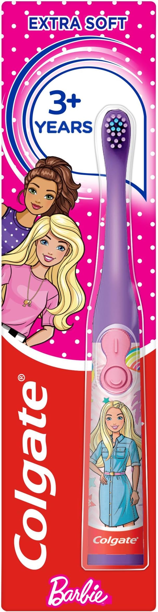 Colgate Kids Battery Barbie Toothbrush 3+ Years Sonic Vibrating Bristles