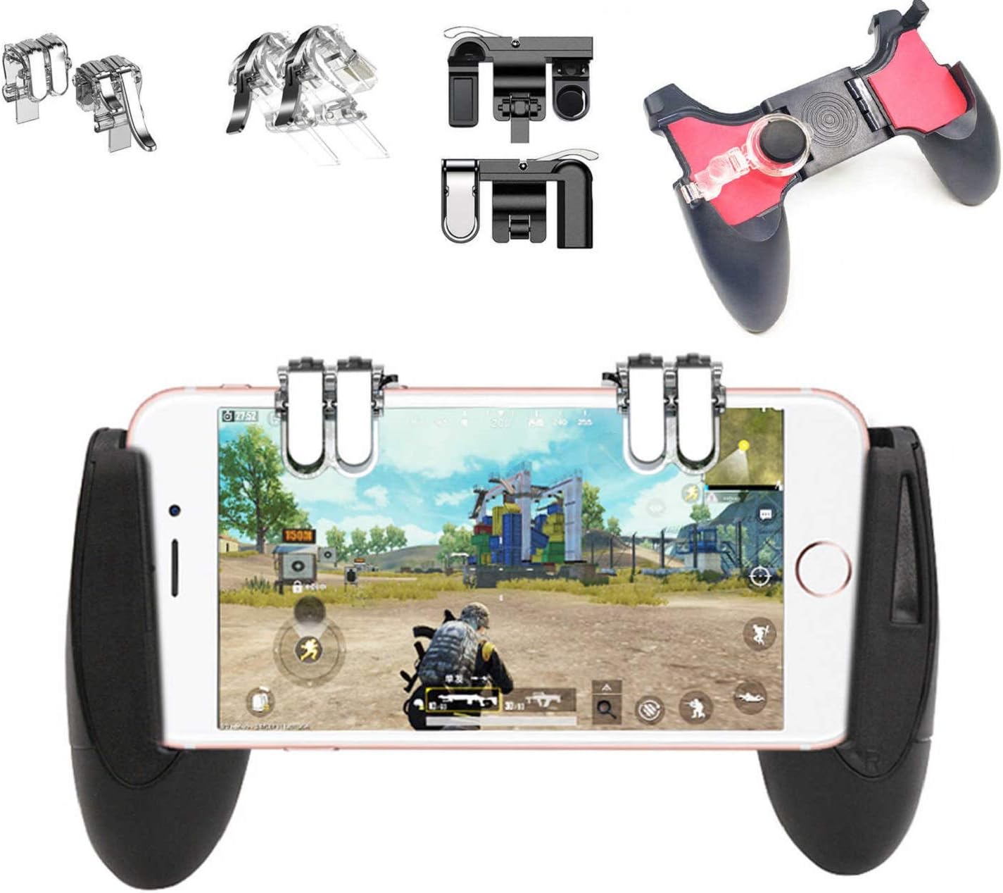 Myfizi Mobile Trigger Game Controller Shooter Free Fire Aim L1R1 Button Joystick Handle Gamepad for Fornite for iPhone…