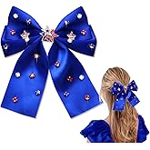 CEALXHENY 4th of July Hair Bow Clips for Women Patriotic American Flag Star Hair Bows Red White and Blue Hair Clips USA Fourth Of July Hair Accessories Outfits Gifts Party Favors (Blue)