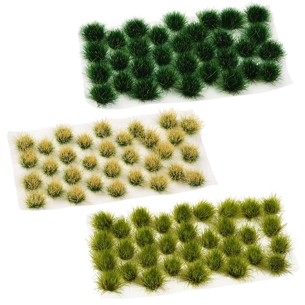 SOFPLATE 3 Box 96Pcs Landscape Tufts Model Train Grass Shrubs Plastic Bush Miniature Layout Scenery Static Green Diorama Table Wargaming Vegetation Diorama Set for DIY Decoration Crafting Supplies