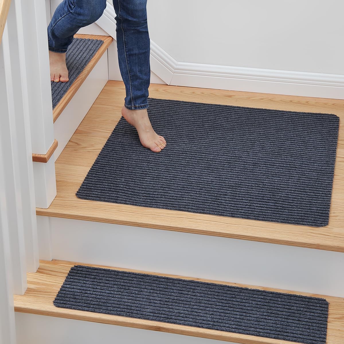 Photo 1 of MBIGM Non-Slip Carpet Stair Tread Mat 30" x 30" Landing Rug-Matching Mat Non-Skid Safety Rug Slip Resistant - Gray