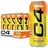 Cellucor C4 Performance Energy Drink | Zero Sugar Carbonated Preworkout Energy | 200mg Caffeine with Beta Alanine | Orange Creamsicle | 16 Fl Oz (12 Pack)